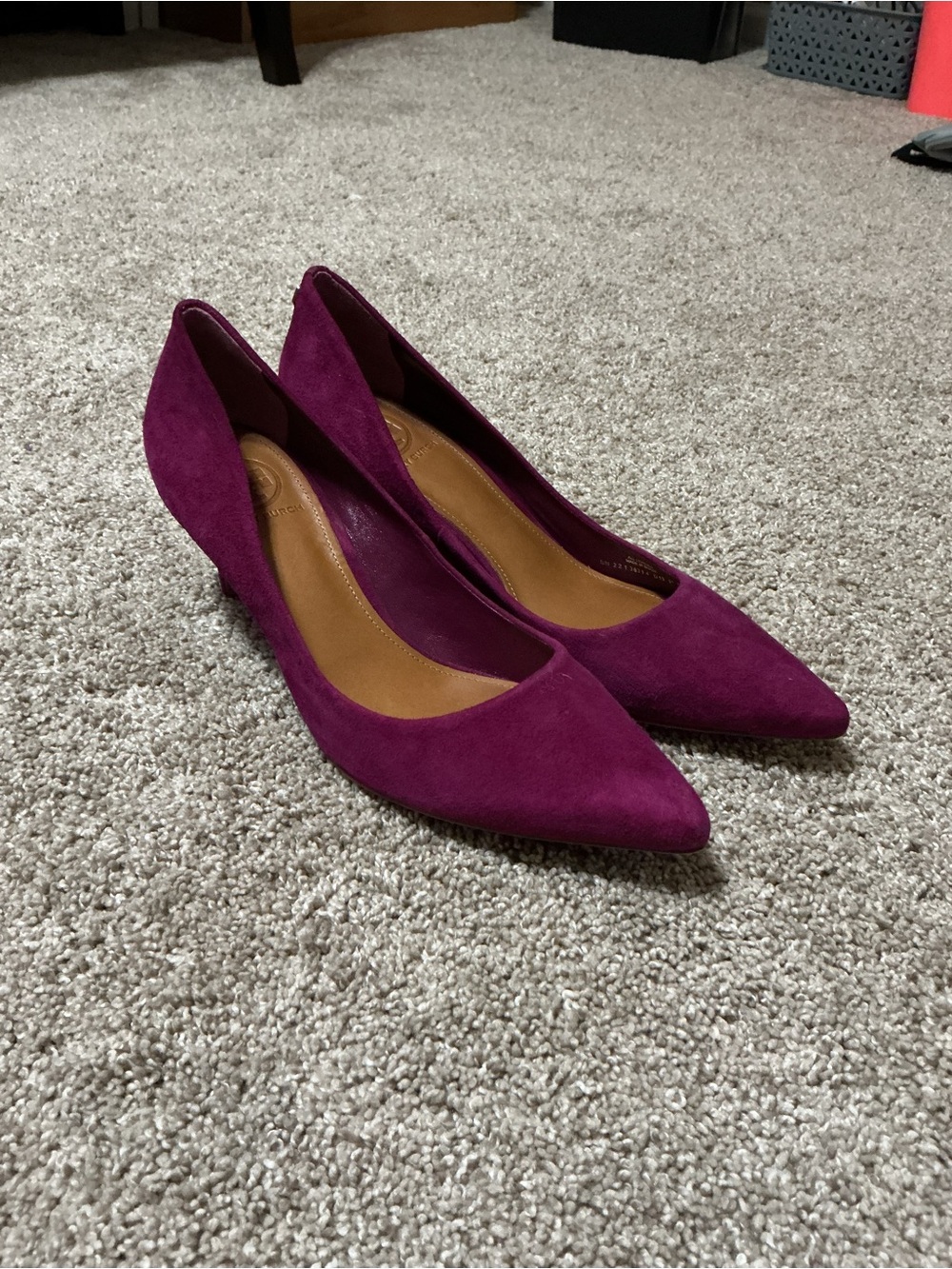 Tory Burch Magenta Suede Pointed-Toe Pumps